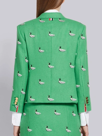 Shop Thom Browne Duck Embroidered Green Sport Coat