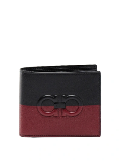 Shop Ferragamo Gancini Leather Two-tone Bifold Wallet In Black