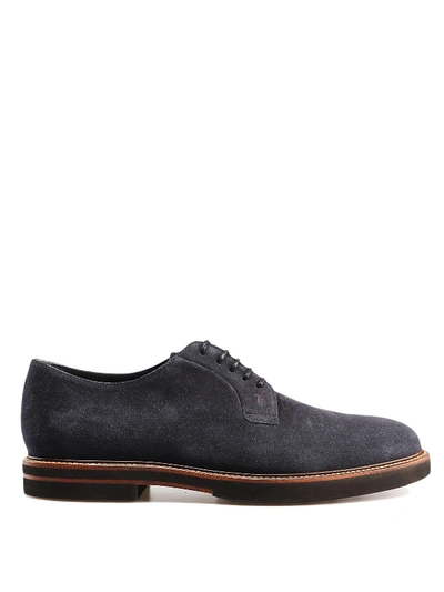 Shop Tod's Blue Suede Derby Lace-ups