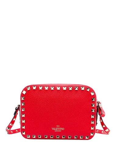 Shop Valentino Rockstud Red Leather Cross Body Bag