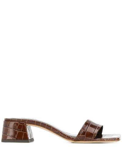 Shop By Far Courtney Heel Slide Sandals In Brown