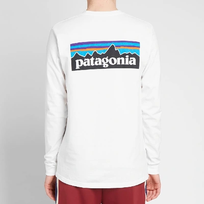 Shop Patagonia Long Sleeve P-6 Logo Responsibili-tee In White