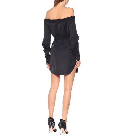 Shop Balmain Off-the-shoulder Minidress In Black