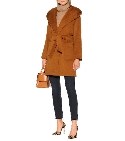 Shop Max Mara Rialto Camel Hair Coat In Beige