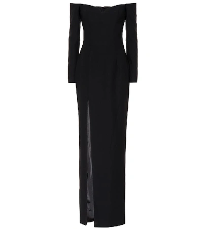 Shop Rasario Off-the-shoulder Crêpe Gown In Black
