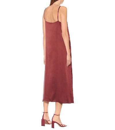 Shop Asceno Silk Slip Midi Dress In Red