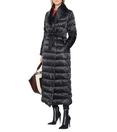 Max Mara Novela Shawl-collar Long Belted Quilt Coat In Black | ModeSens