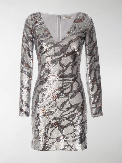 Shop Roberto Cavalli Sequinned Bodycon Dress In Grey