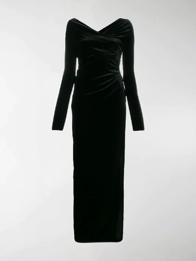 Shop Alexandre Vauthier Pleated Velvet Gown In Black