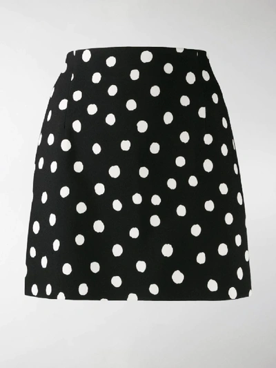 Shop Saint Laurent Polka Dot Skirt In Black