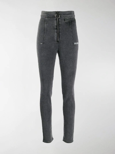 Shop Off-white High Waisted Jeans In Grey
