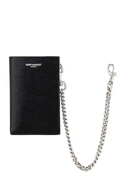 Shop Saint Laurent North South Chain Wallet In Black