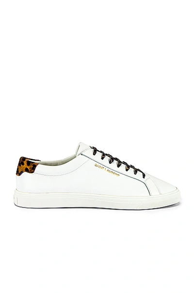 Shop Saint Laurent Andy Low Top Sneakers In Animal Print,white In White & Leopard