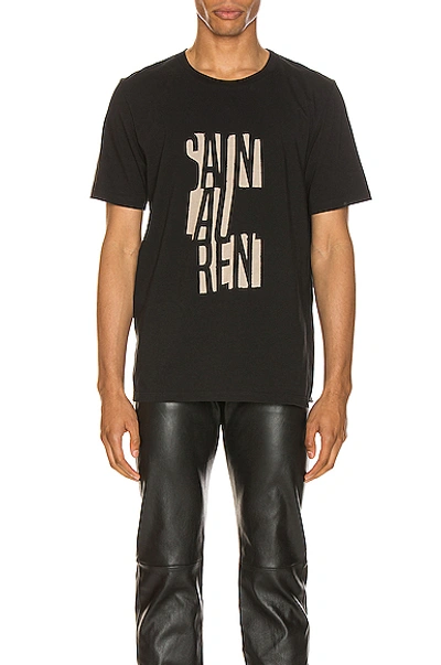 Shop Saint Laurent Logo Tee In Black & Natural