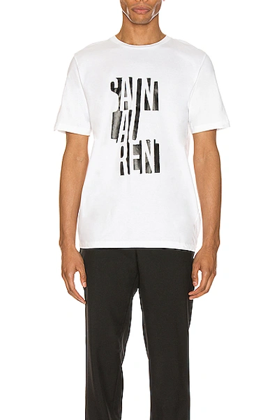 Shop Saint Laurent Logo Tee In Natural & Black