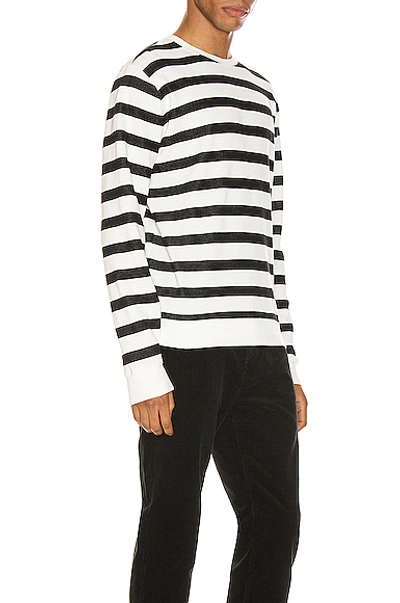 Shop Saint Laurent Striped Sweatshirt In Natural & Black