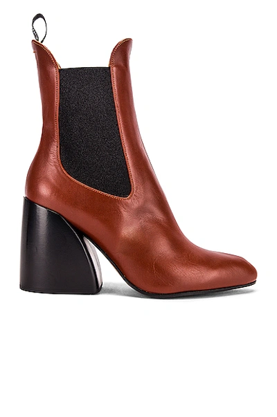 Shop Chloé Leather Ankle Booties In Brown