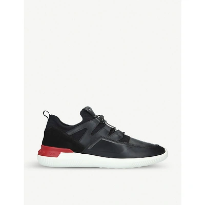 Shop Tod's No_code Leather And Mesh Trainers In Blk/other