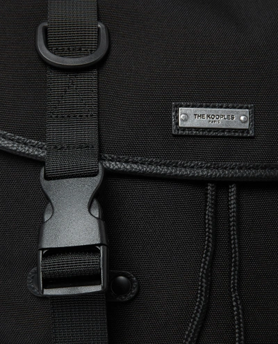 Shop The Kooples Dual-material Black Fabric Backpack
