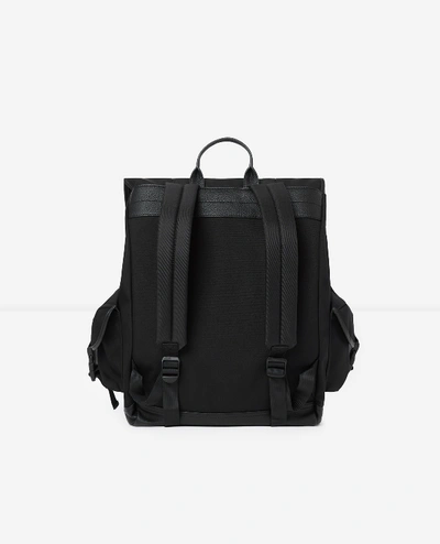 Shop The Kooples Dual-material Black Fabric Backpack