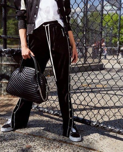 Shop The Kooples Sport Cropped Black Joggers With Side Band