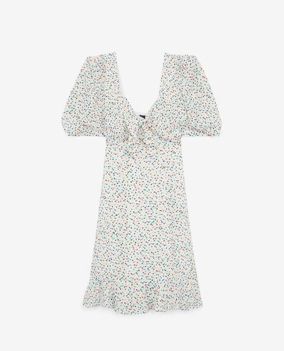 Shop The Kooples Printed Short Frilly Dress Bow In Mul