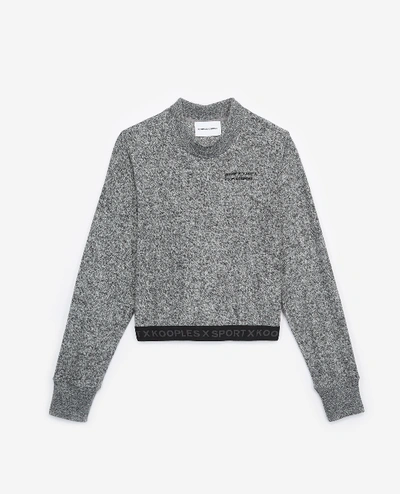 Shop The Kooples Sport Cropped Grey Sweatshirt With The Kooples Band In Gry
