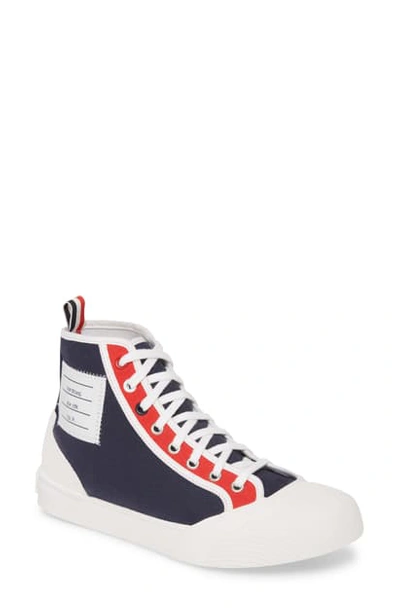 Shop Thom Browne High Top Sneaker In Blue/ White/ Red