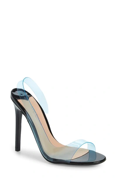Shop Tony Bianco Kandis Clear Slingback Sandal In Blue Vynalite Faux Leather
