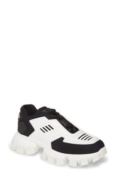 Shop Prada Cloudbust Thunder Lug Platform Sneaker In Black/ White