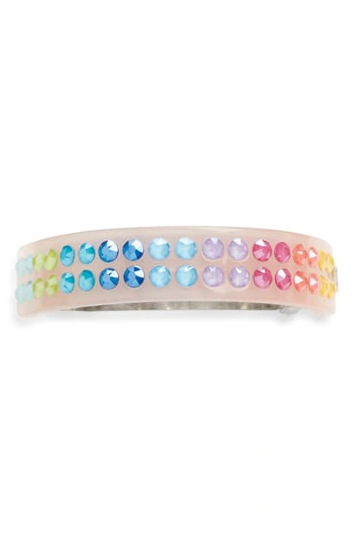 Shop Alexandre De Paris Rainbow Crystal Barrette In Light Pink