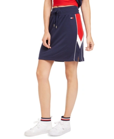 Shop Tommy Hilfiger Sport Side-striped Pencil Skirt In Navy