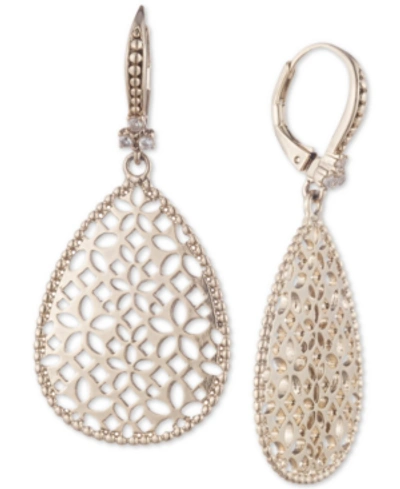 Shop Marchesa Gold-tone Filigree Drop Earrings