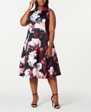 pink fit and flare dress plus size