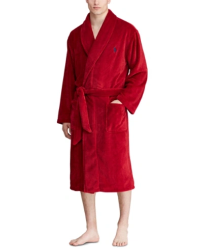 Shop Polo Ralph Lauren Men's Microfiber Plus Bathrobe In Eaton Red