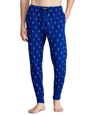 Shop Polo Ralph Lauren Men's All-over Pony Player Pajama Joggers In Heritage Royal