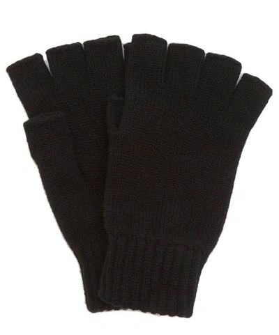 Shop Johnstons Of Elgin Cashmere Fingerless Gloves In Black