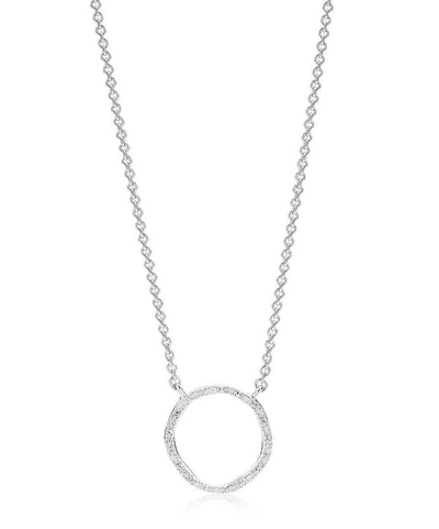 Shop Monica Vinader Silver Riva Diamond Circle Pendant Necklace