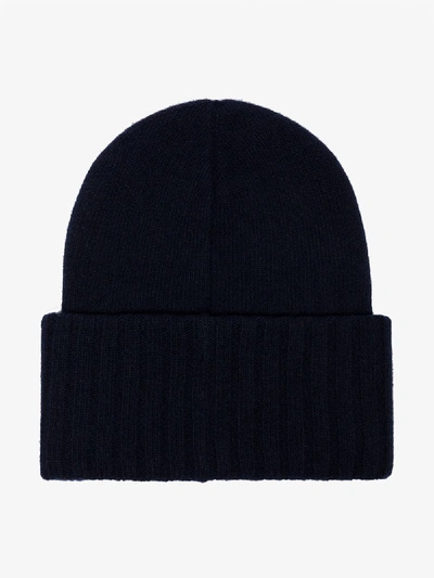 Shop Moncler Blue Berretto Logo Wool Hat