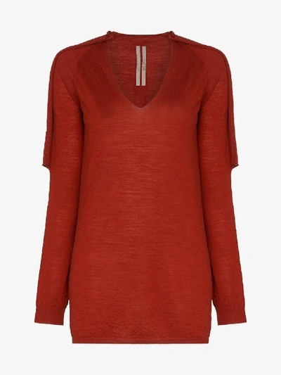 Shop Rick Owens Knitted Wool Jumper In Red