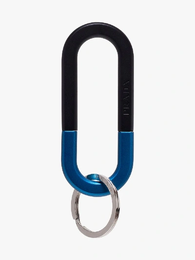 Shop Prada Zweifarbiger Schlüsselanhänger In Blue