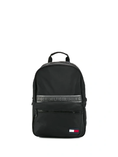 Shop Tommy Hilfiger Logo Tape Backpack In Black