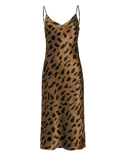 Shop L Agence Jodie Leopard Silk Slip Dress In Multi