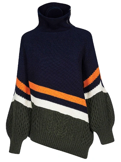 Shop Sacai Asymmetric Hem Sweater In Multicolor