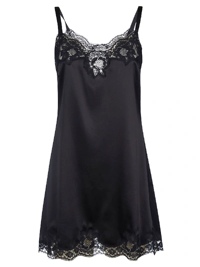 Shop Dolce & Gabbana Lace Trim Top In Black