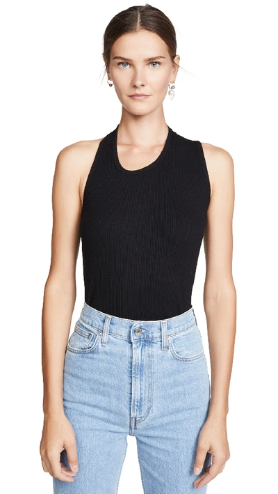 Shop Helmut Lang Pulled Rib Tank In Black