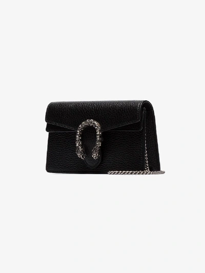 Shop Gucci Black Dionysus Mini Leather Shoulder Bag