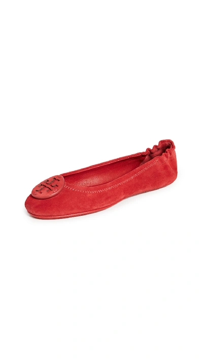 Shop Tory Burch Minnie Travel Ballet Flats In Ruby Red
