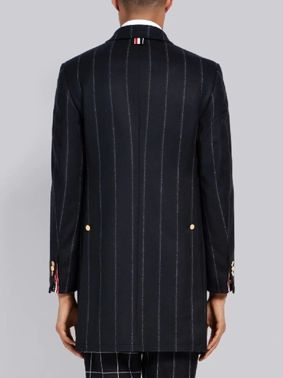 Shop Thom Browne Shadow Stripe Chesterfield In Blue