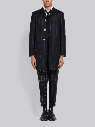 Shop Thom Browne Shadow Stripe Chesterfield In Blue
